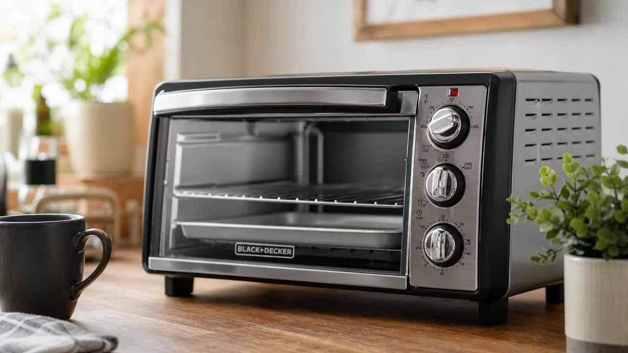 Toaster oven interior showing two slices of toast with the rear slices noticeably darker than the front slices